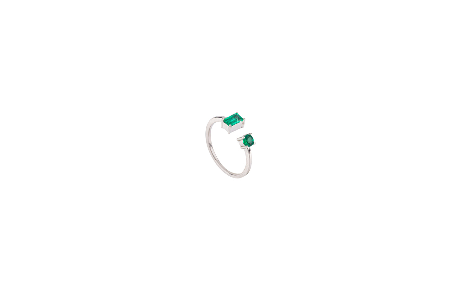 Baguette & Round Emerald Ring