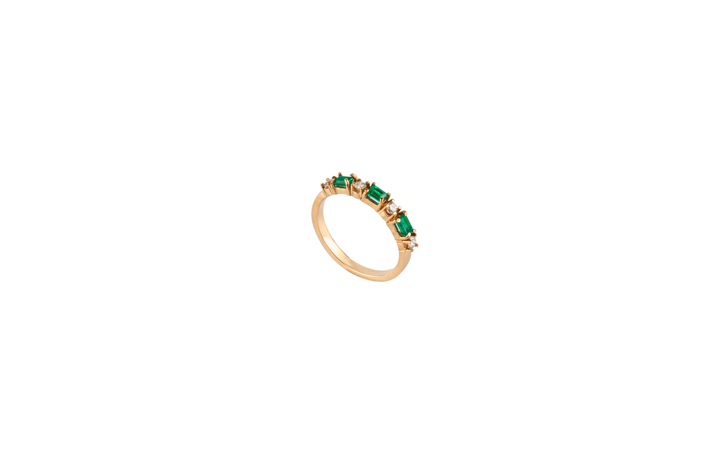 Emerald Baguette & Diamond Ring