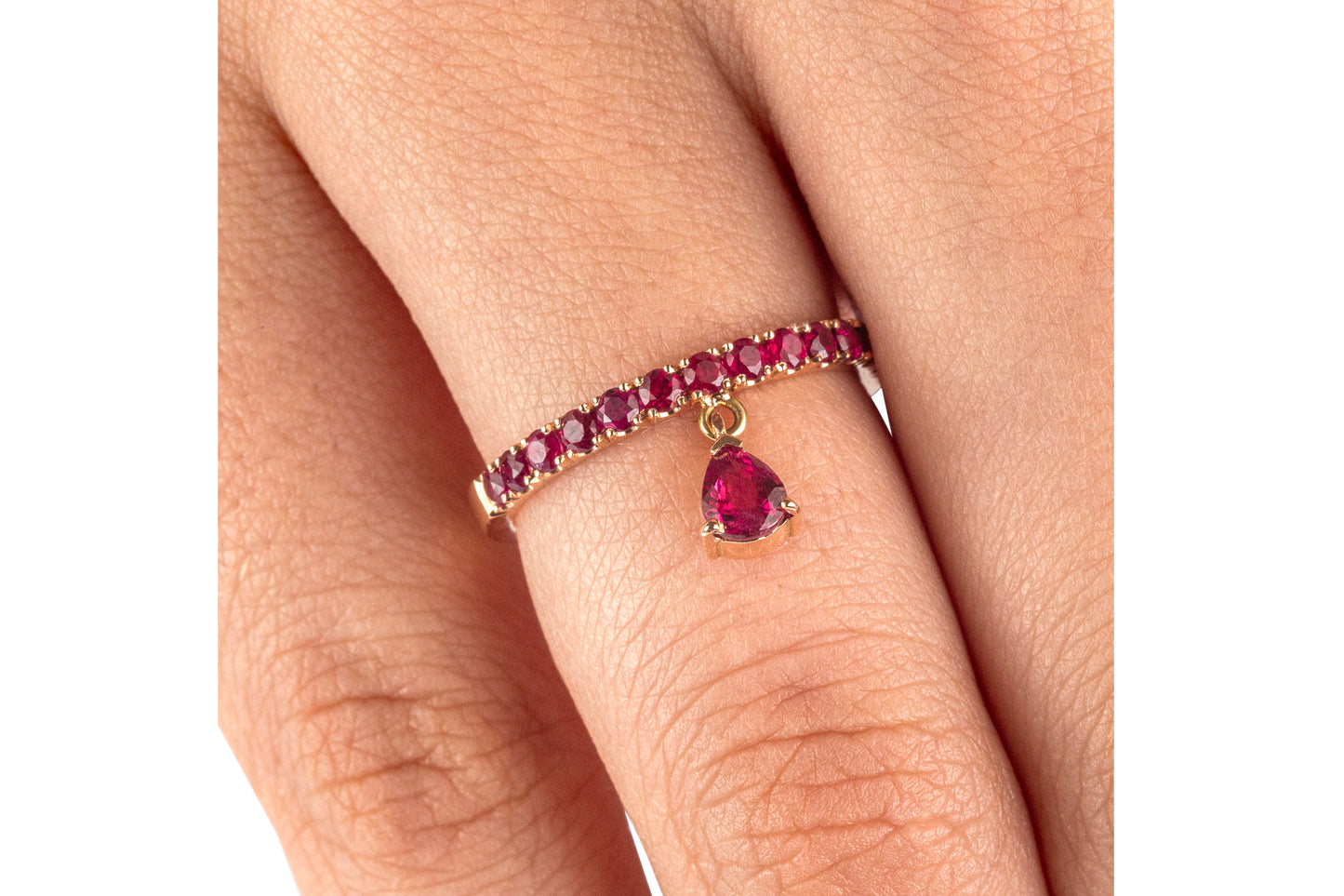 Floating Ruby Pear Ring