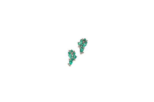 Cluster Emerald & Diamond Earrings