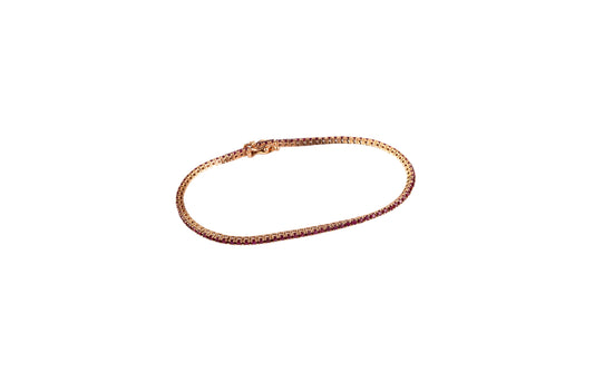 Round Ruby Tennis Bracelet in Rose Gold