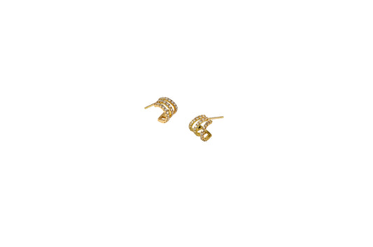 Triple Hoop Moissanite Gold Earrings