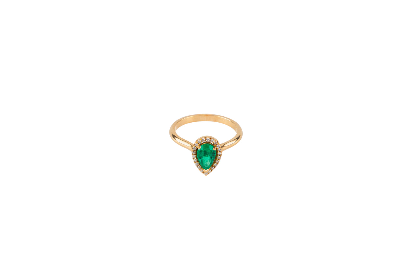 Teardrop Emerald & Diamond Ring