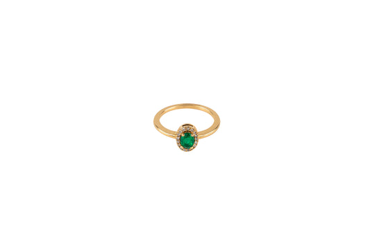 Oval Emerald & Halo Diamond Ring