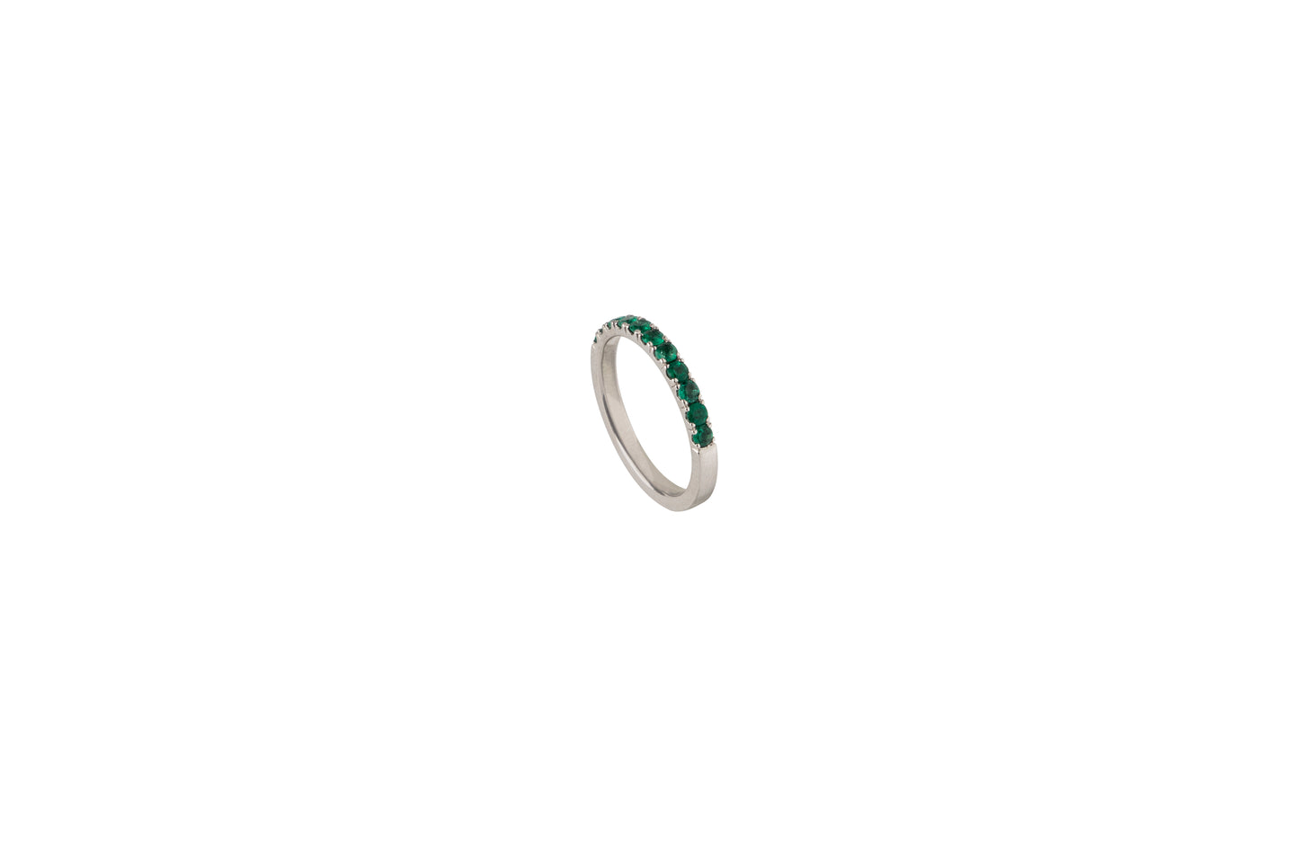 Emerald Band Ring In White Gold