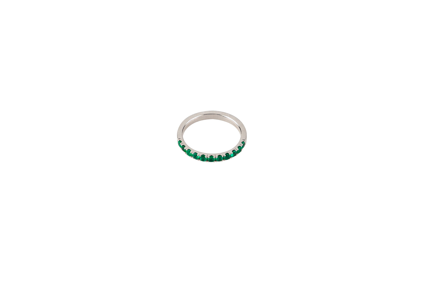 Emerald Band Ring In White Gold