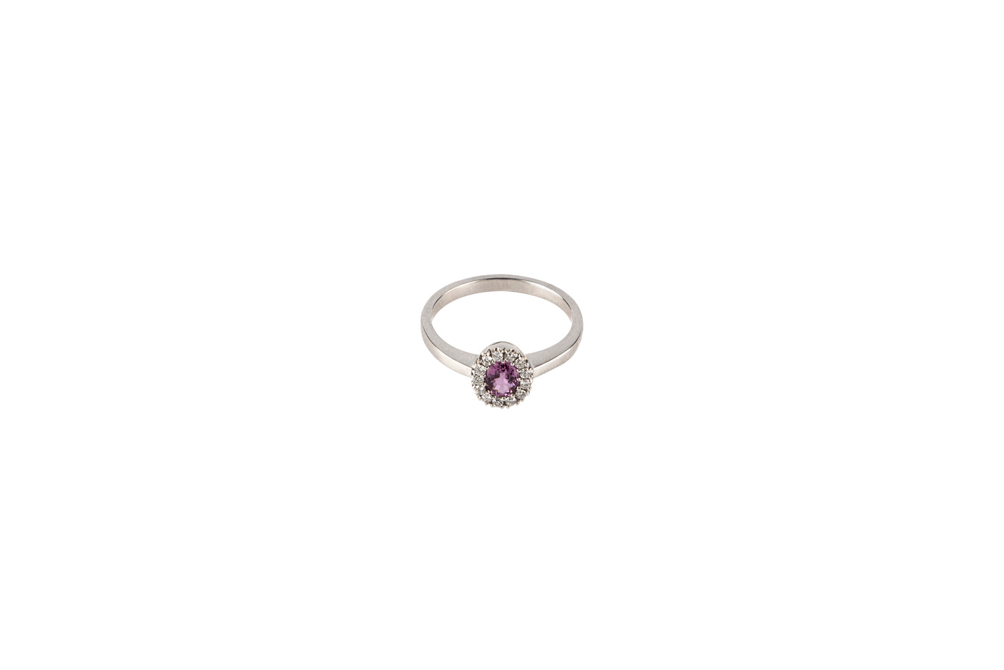 Pink Sapphire Diamond Halo Ring