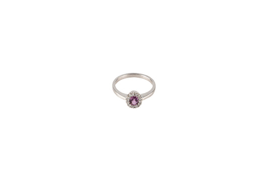 Pink Sapphire Diamond Halo Ring