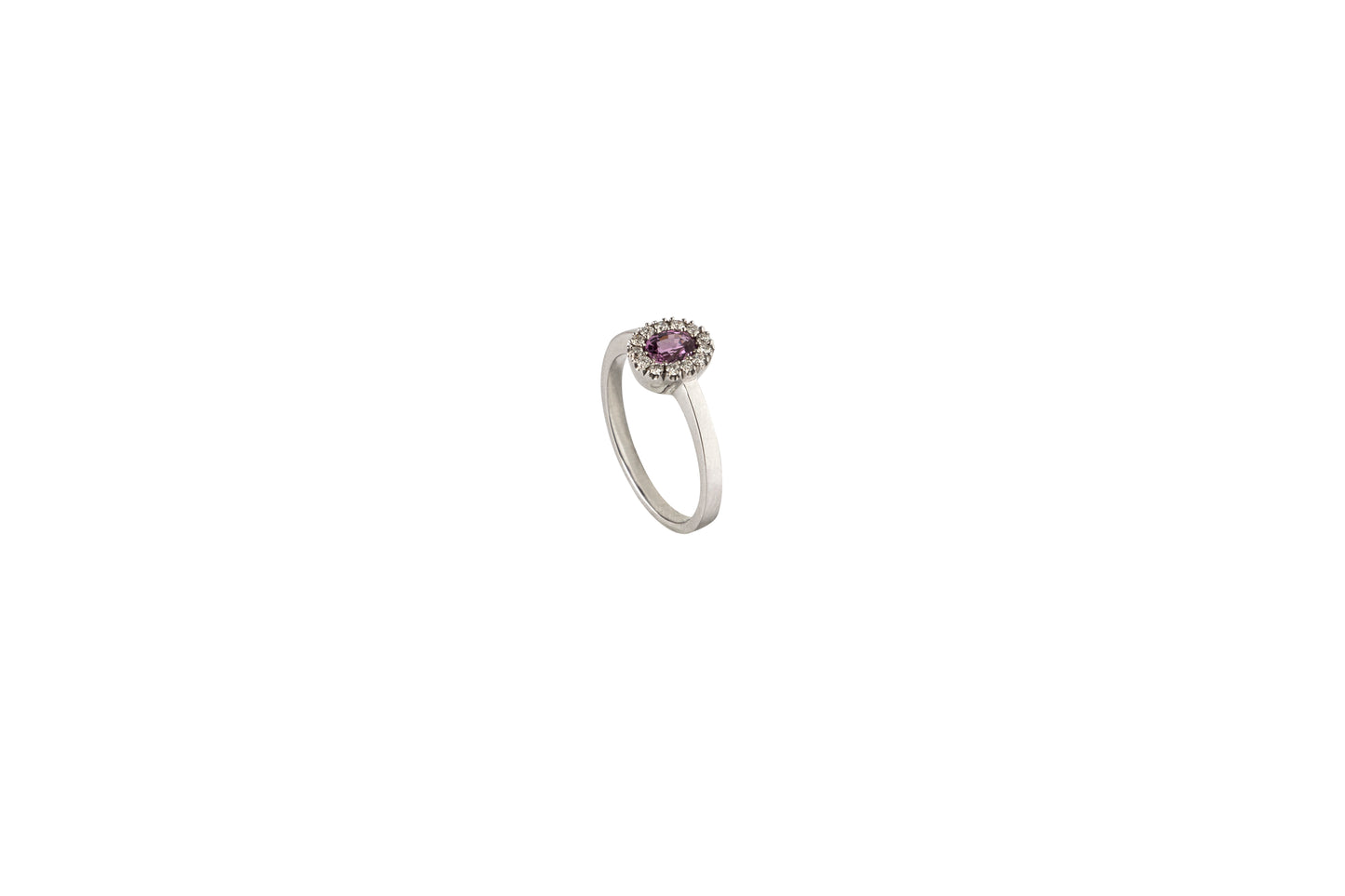 Pink Sapphire Diamond Halo Ring