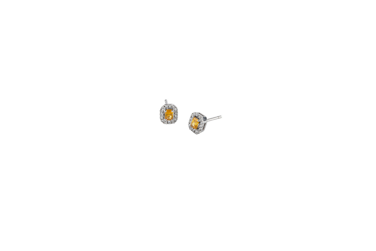 Yellow Sapphire & Diamond Halo Studs