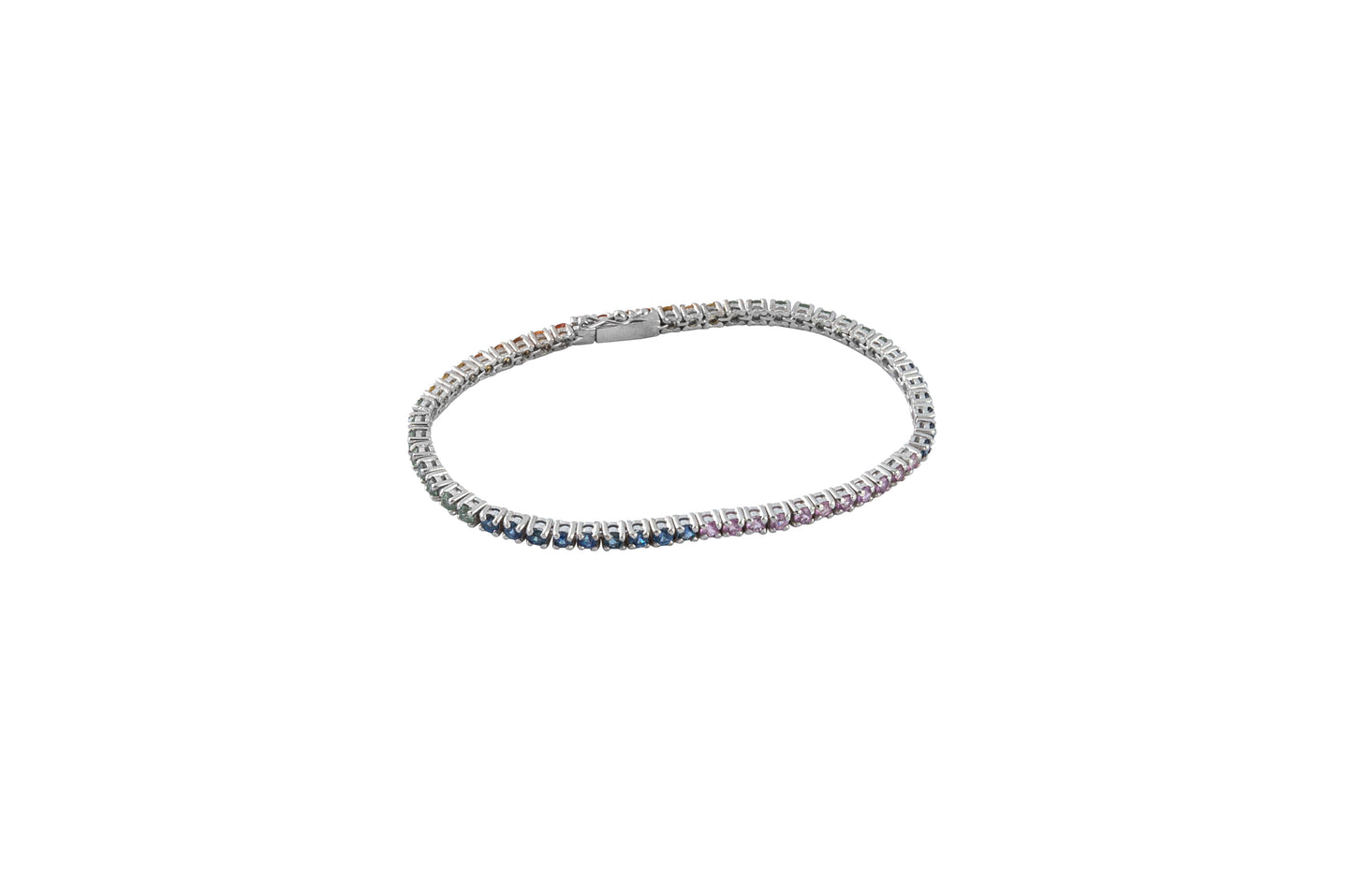 Rainbow Round Sapphire Tennis Bracelet