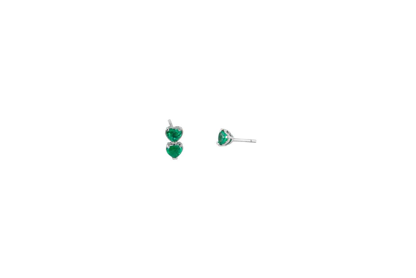 Heart Emerald Stud Earrings