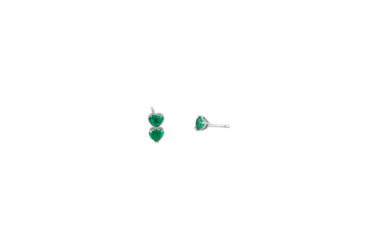 Heart Emerald Stud Earrings