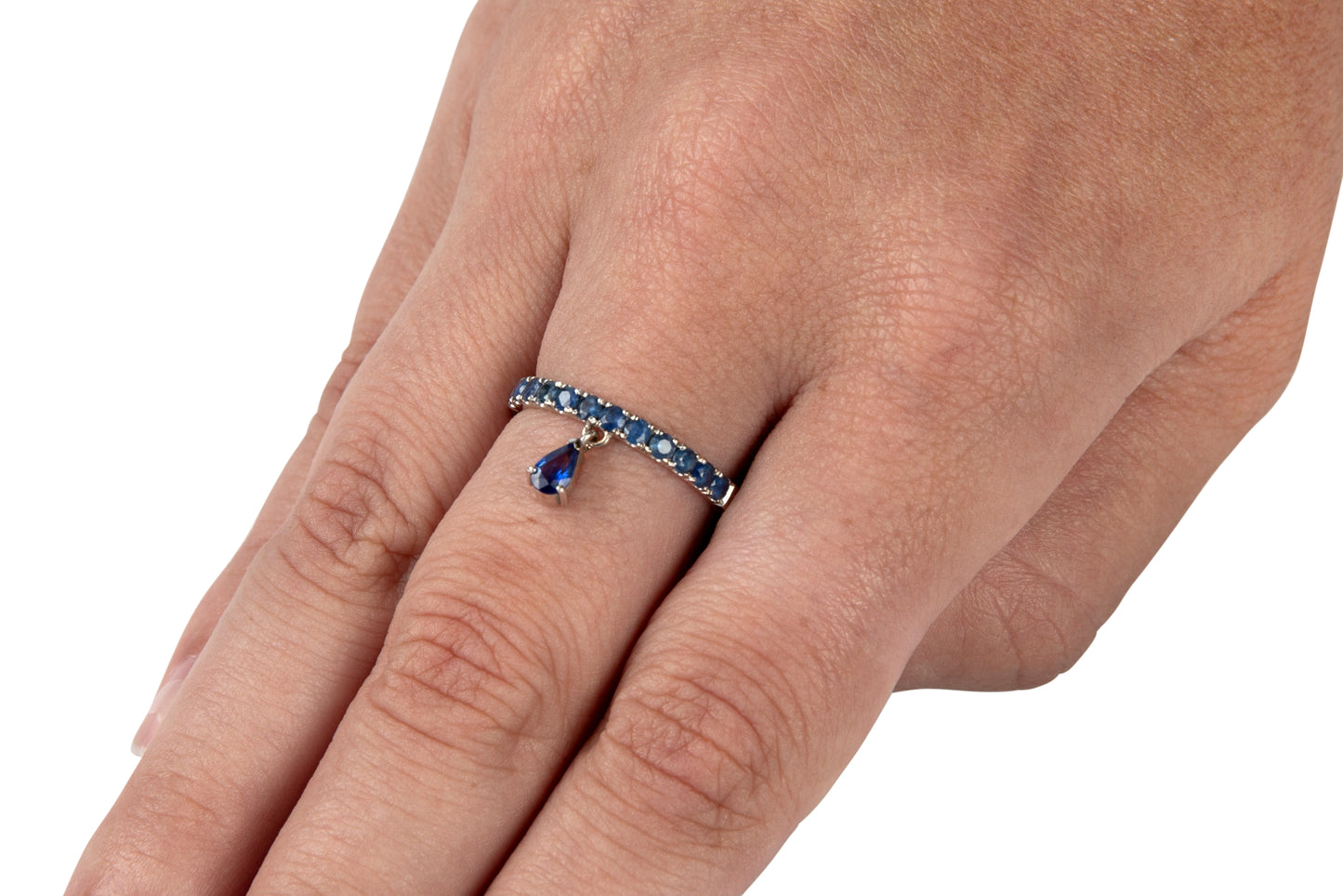 Floating Sapphire Pear Ring