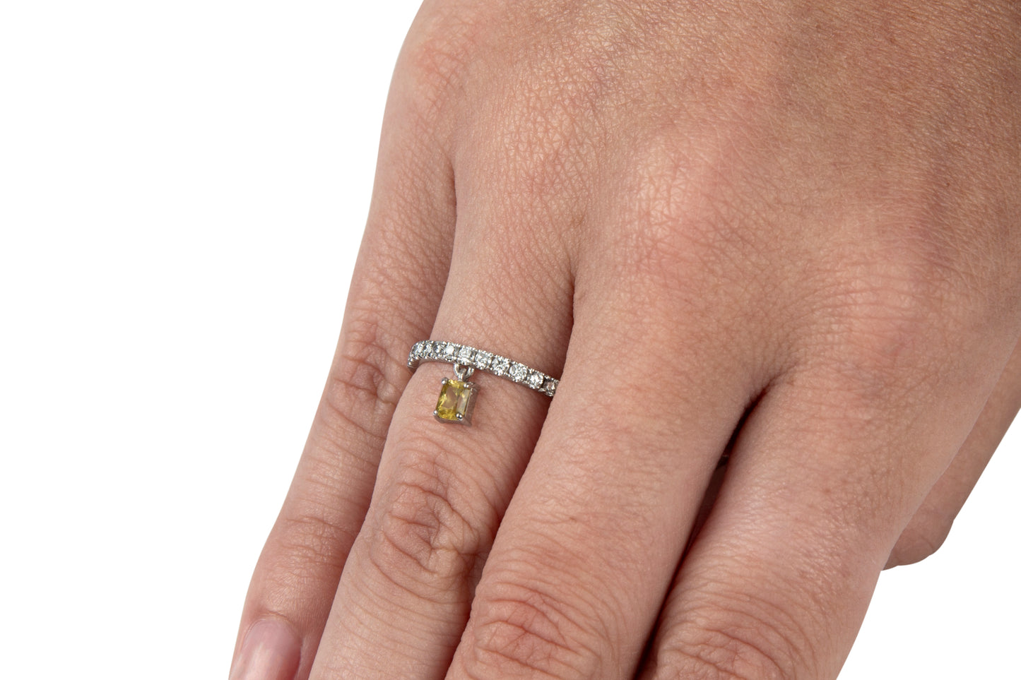 Diamond Band With Yellow Sapphire