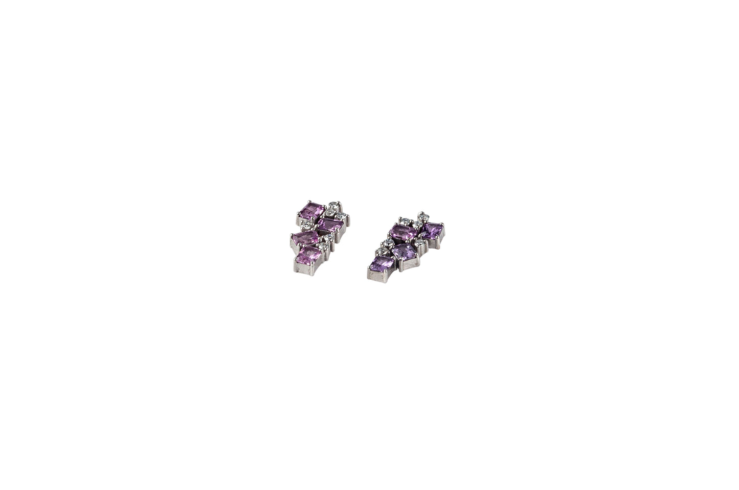 Cluster Pink Sapphires & Diamond Earrings