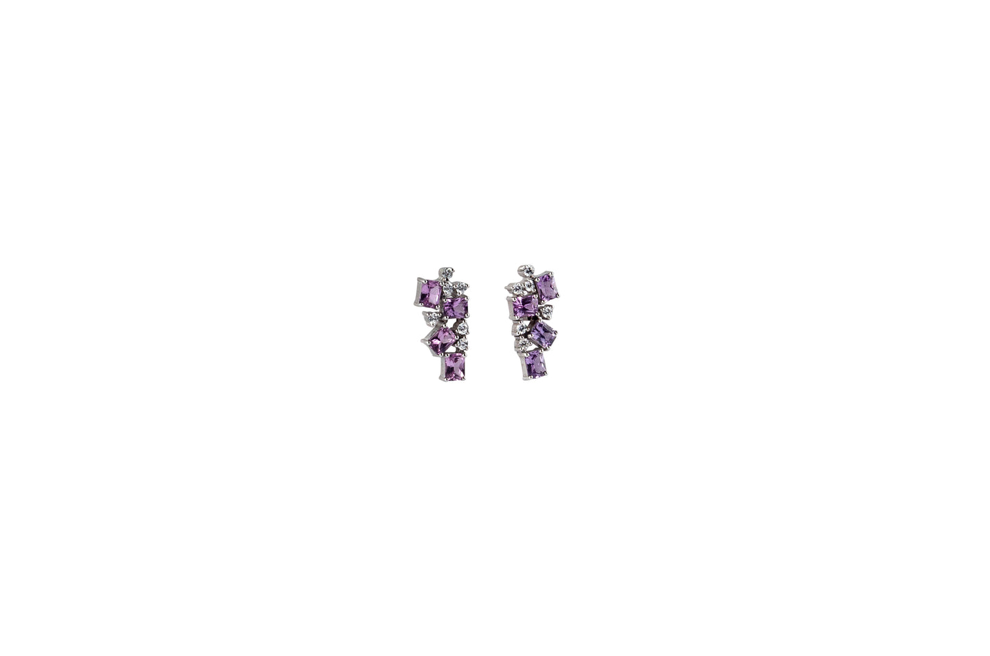 Cluster Pink Sapphires & Diamond Earrings