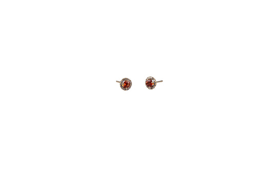 Orange Sapphire Halo Studs