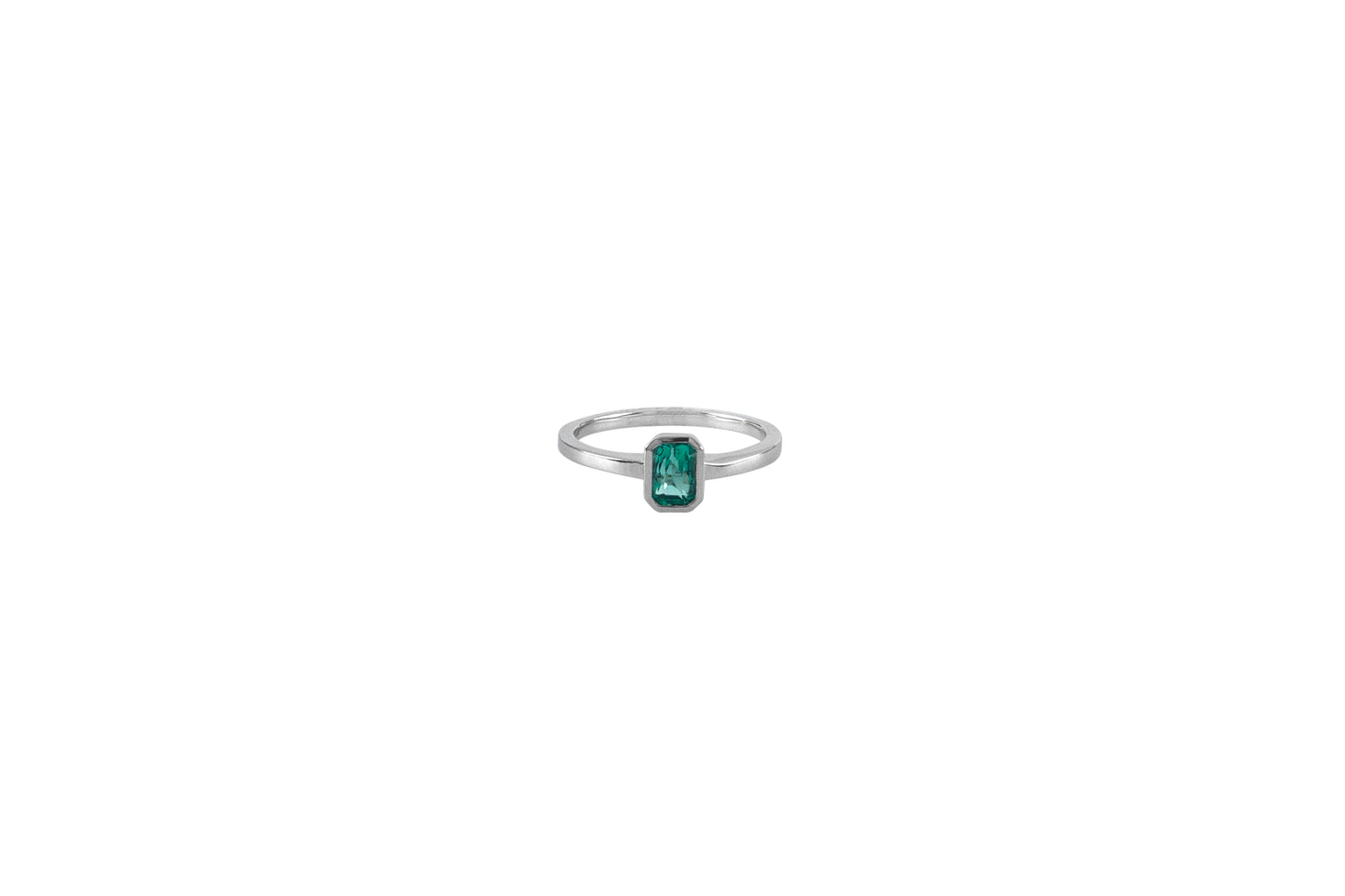 Baguette Emerald Ring In White Gold