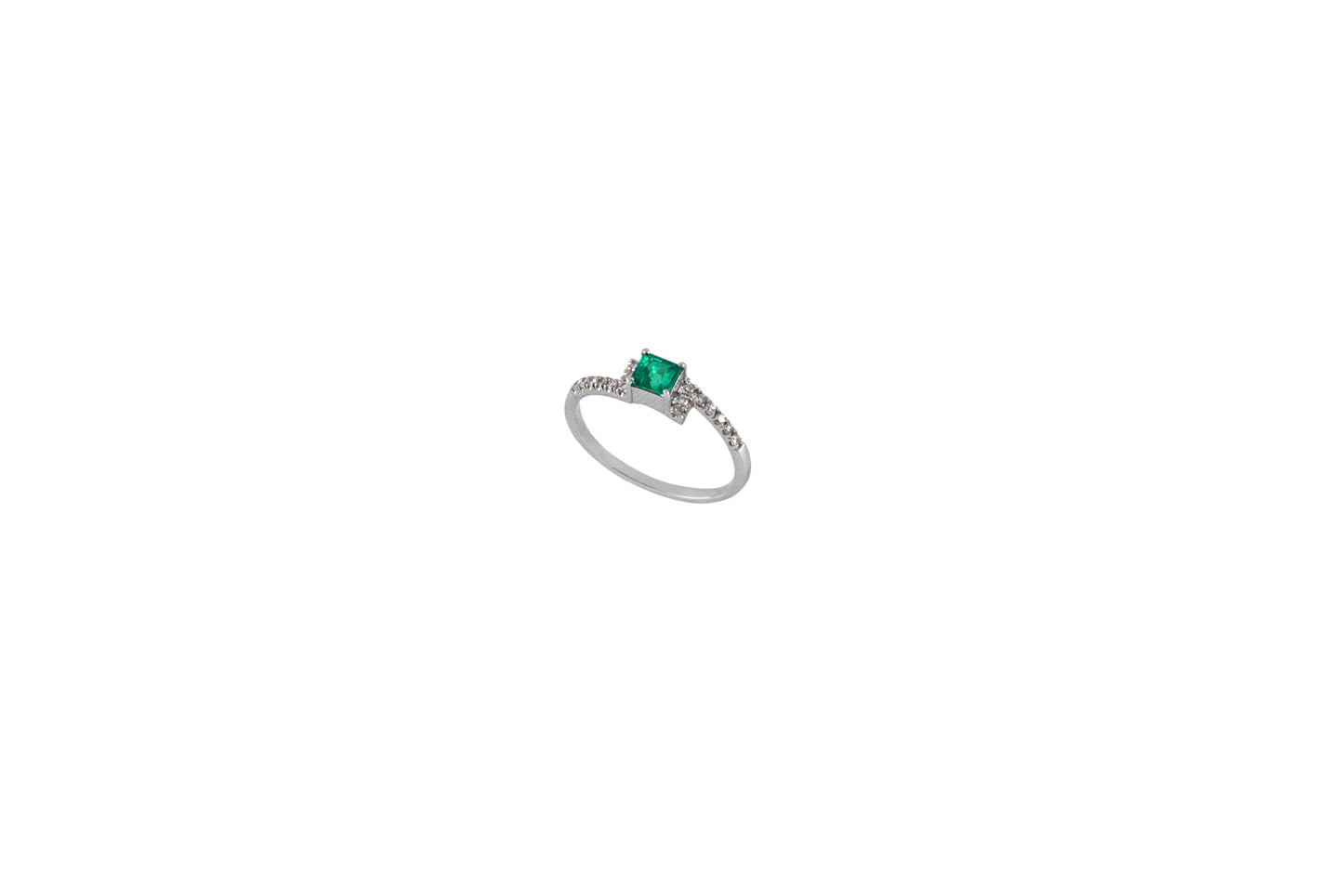 Zigzag Square Emerald & Diamond Ring