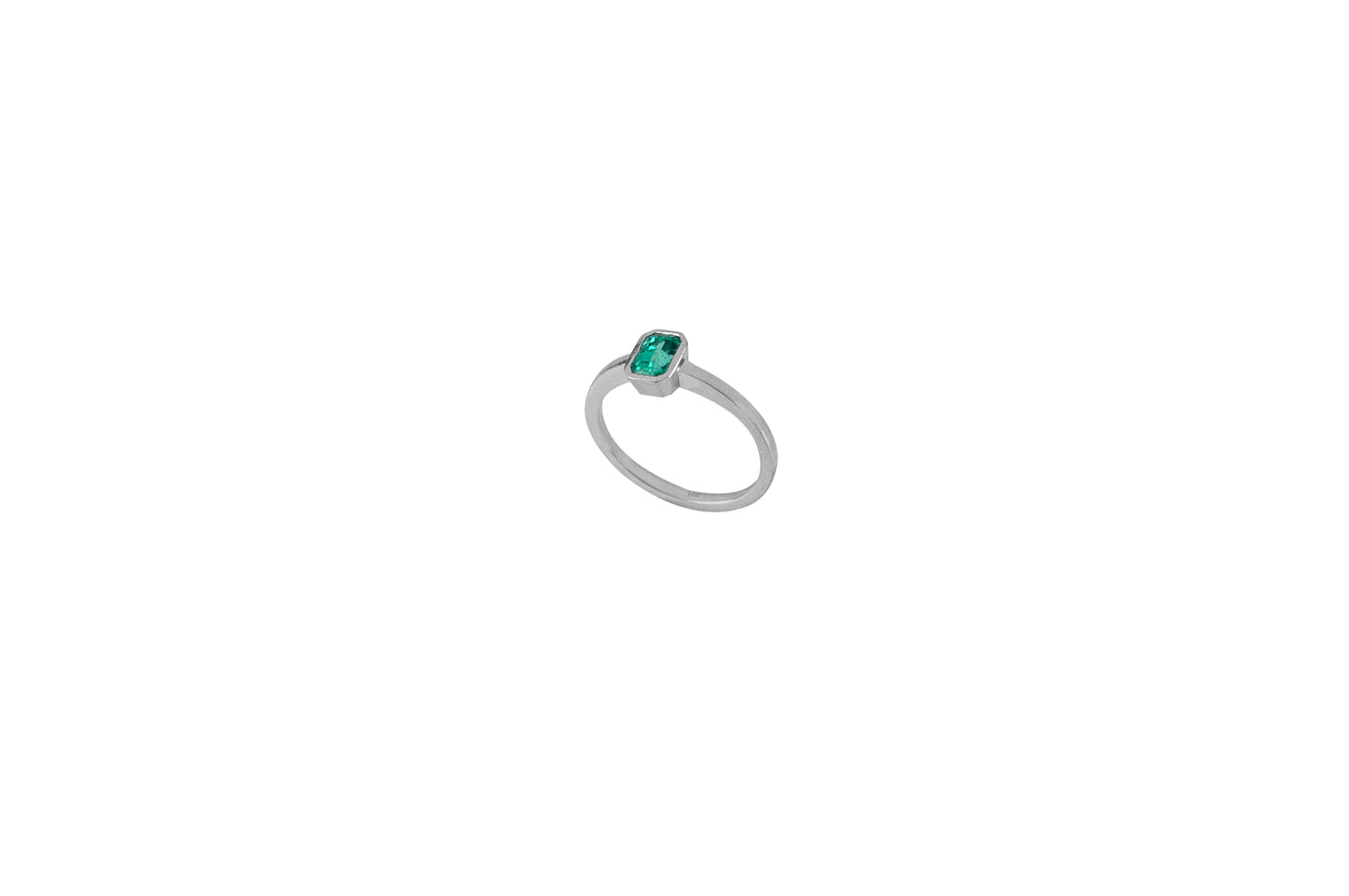 Baguette Emerald Ring In White Gold