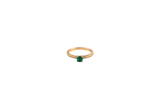 Twisted Emerald Solitaire Ring