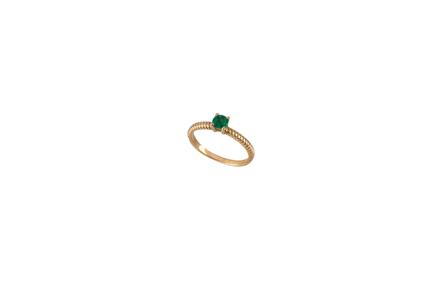 Twisted Emerald Solitaire Ring