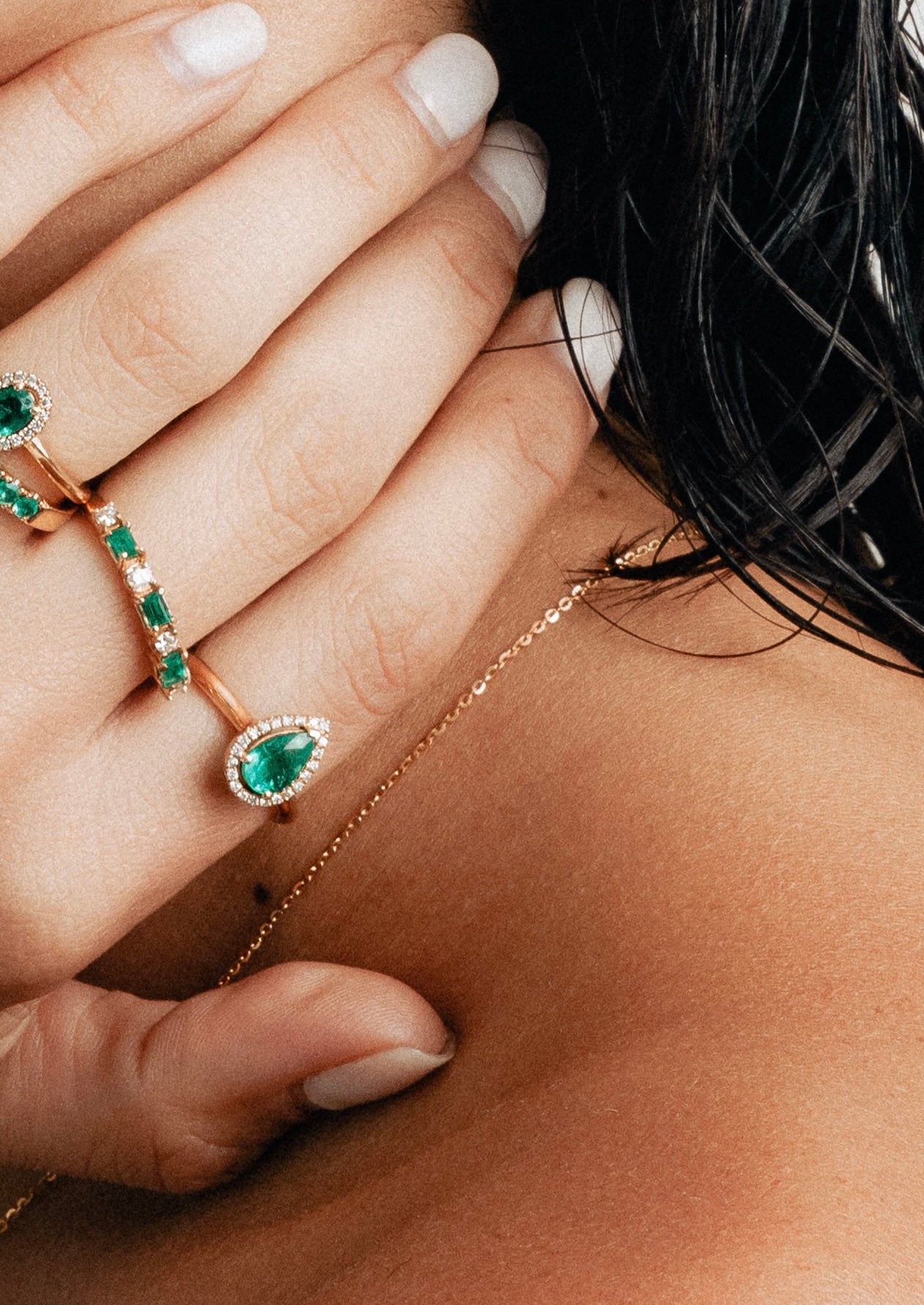 Teardrop Emerald & Diamond Ring