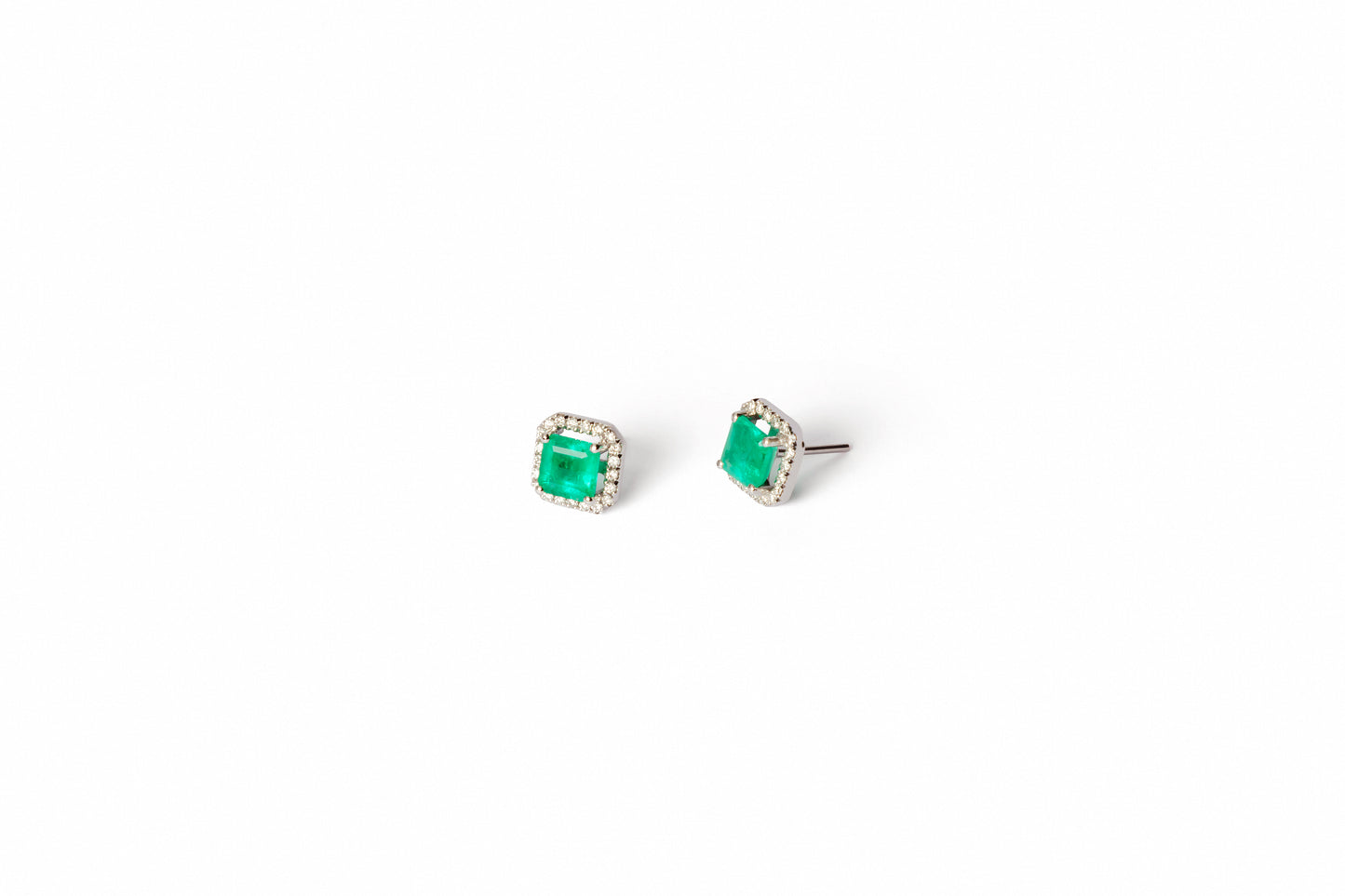 Emerald Aura Diamond Studs