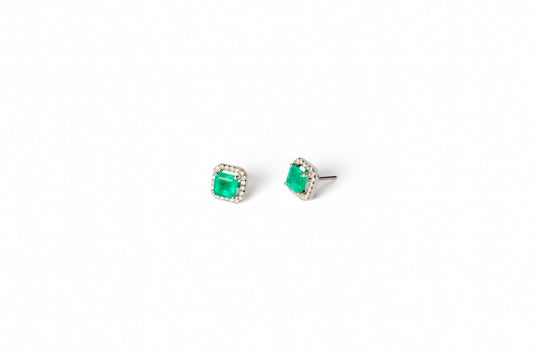 Emerald Aura Diamond Studs