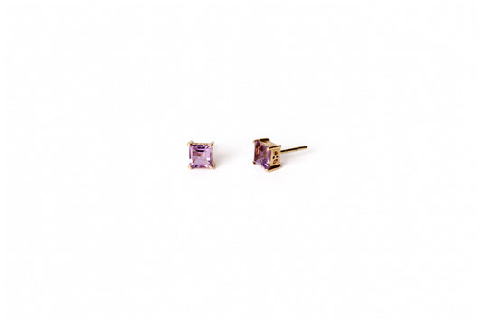 Crystalline Amethyst Gold Studs