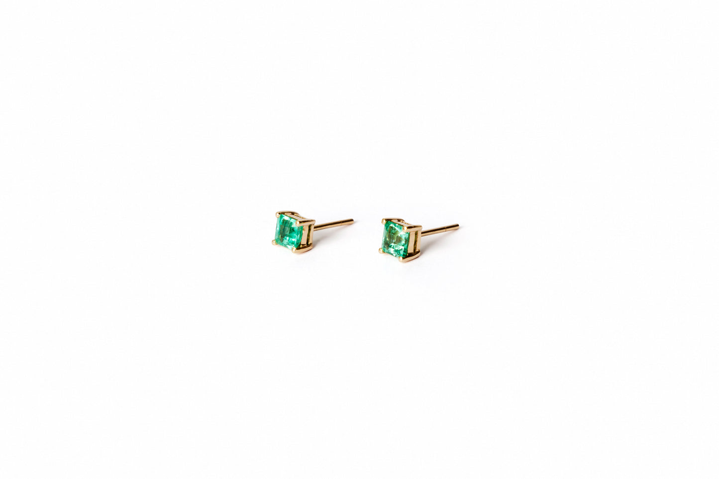 Crystalline Emerald Square Studs