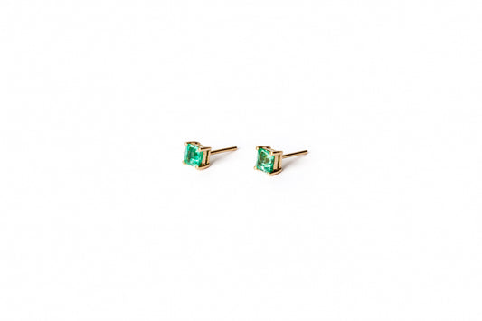 Crystalline Emerald Square Studs