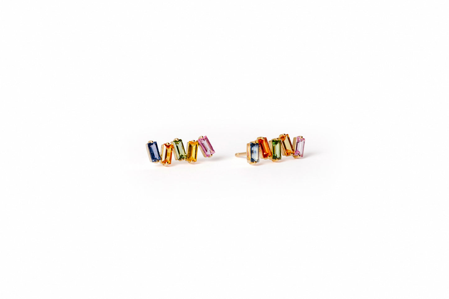 Rainbow Baguette Cascade Earrings