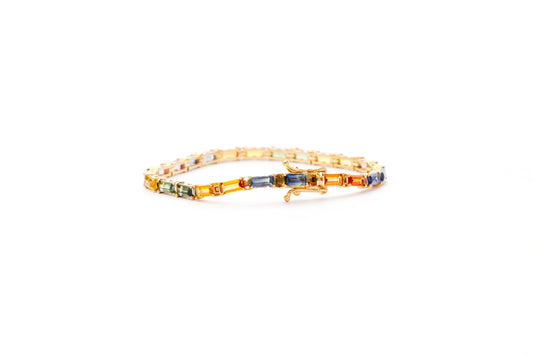 Rainbow Baguette Tennis Bracelet