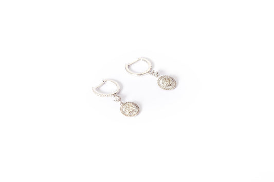 Round & Baguette Diamond Drop Earrings