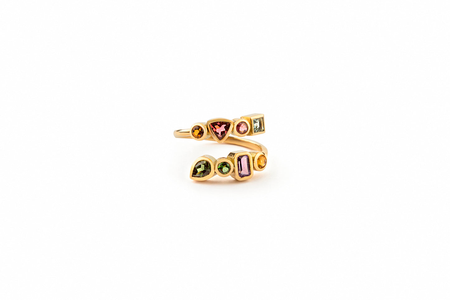 Spiral Rainbow Semiprecious Stones Ring