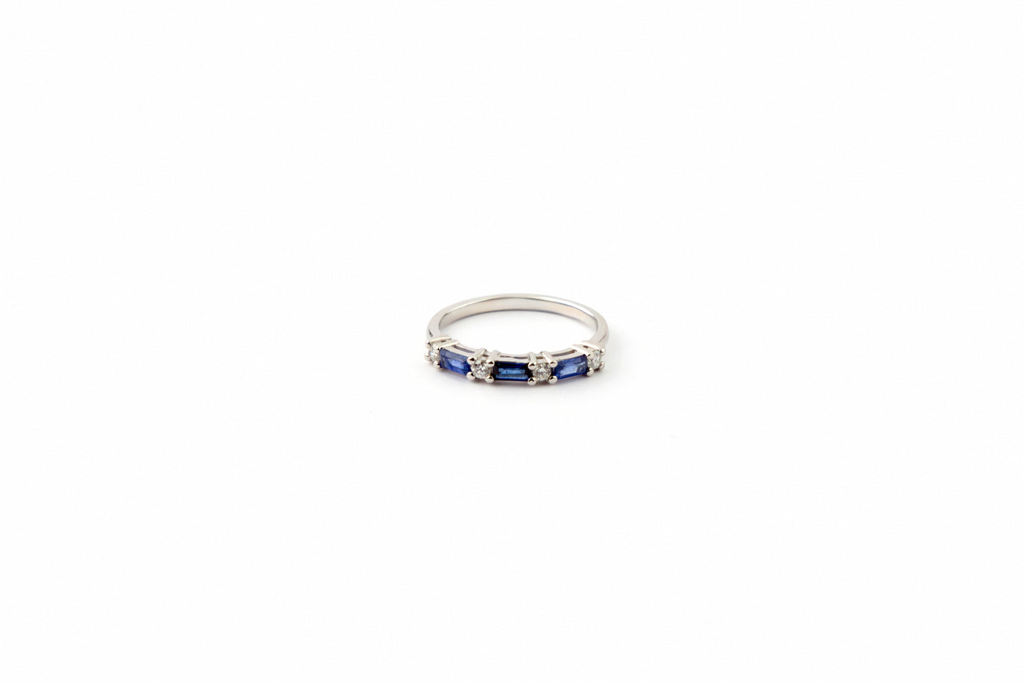 Sapphire & Diamond Baguette Ring