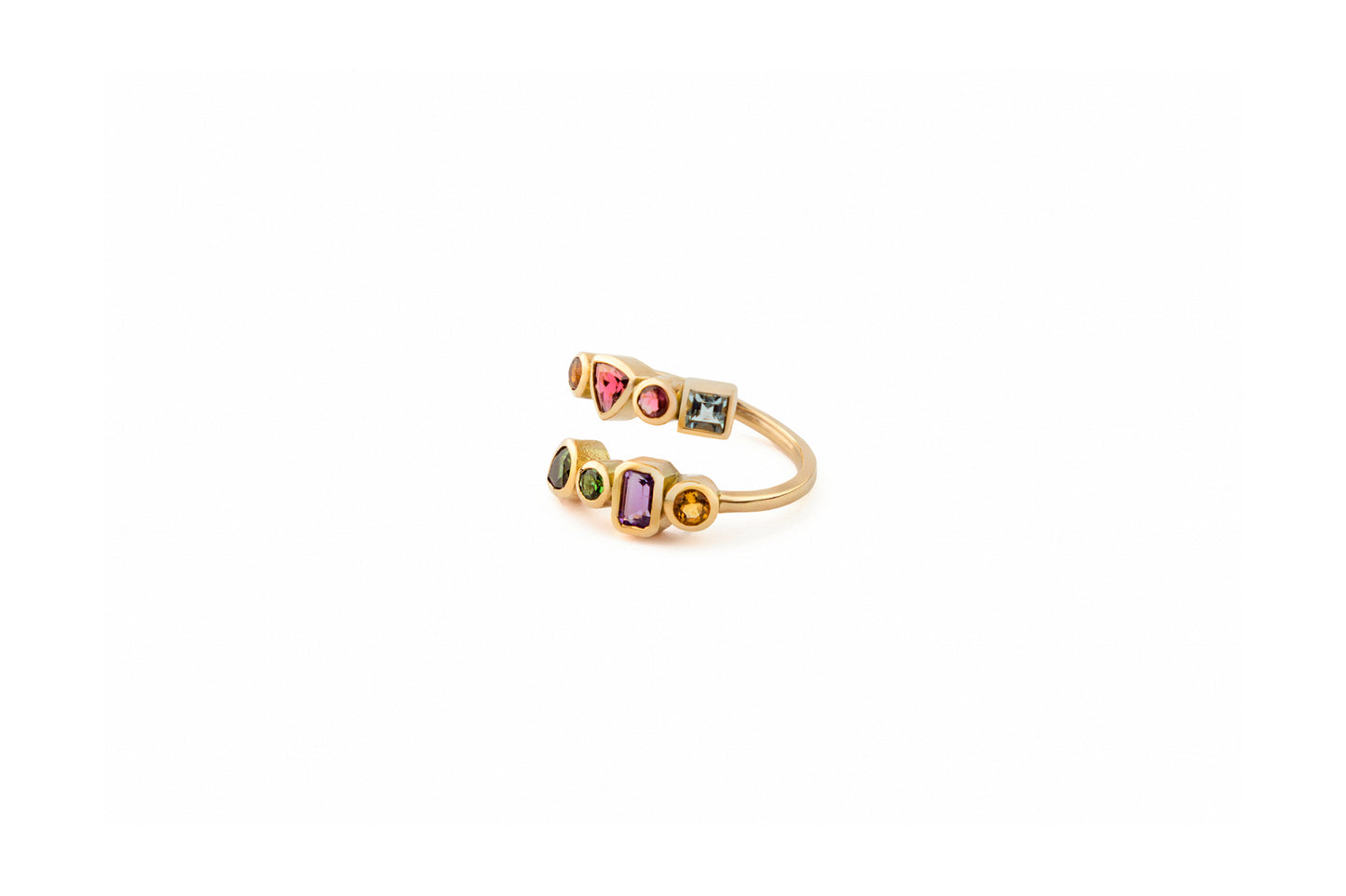 Spiral Rainbow Semiprecious Stones Ring